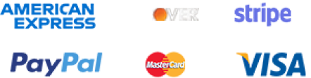 American Express, Discover, Stripe, PayPal, Mastercard, Visa